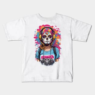 Dia de los Muertos Sugar Skull Girl Kids T-Shirt